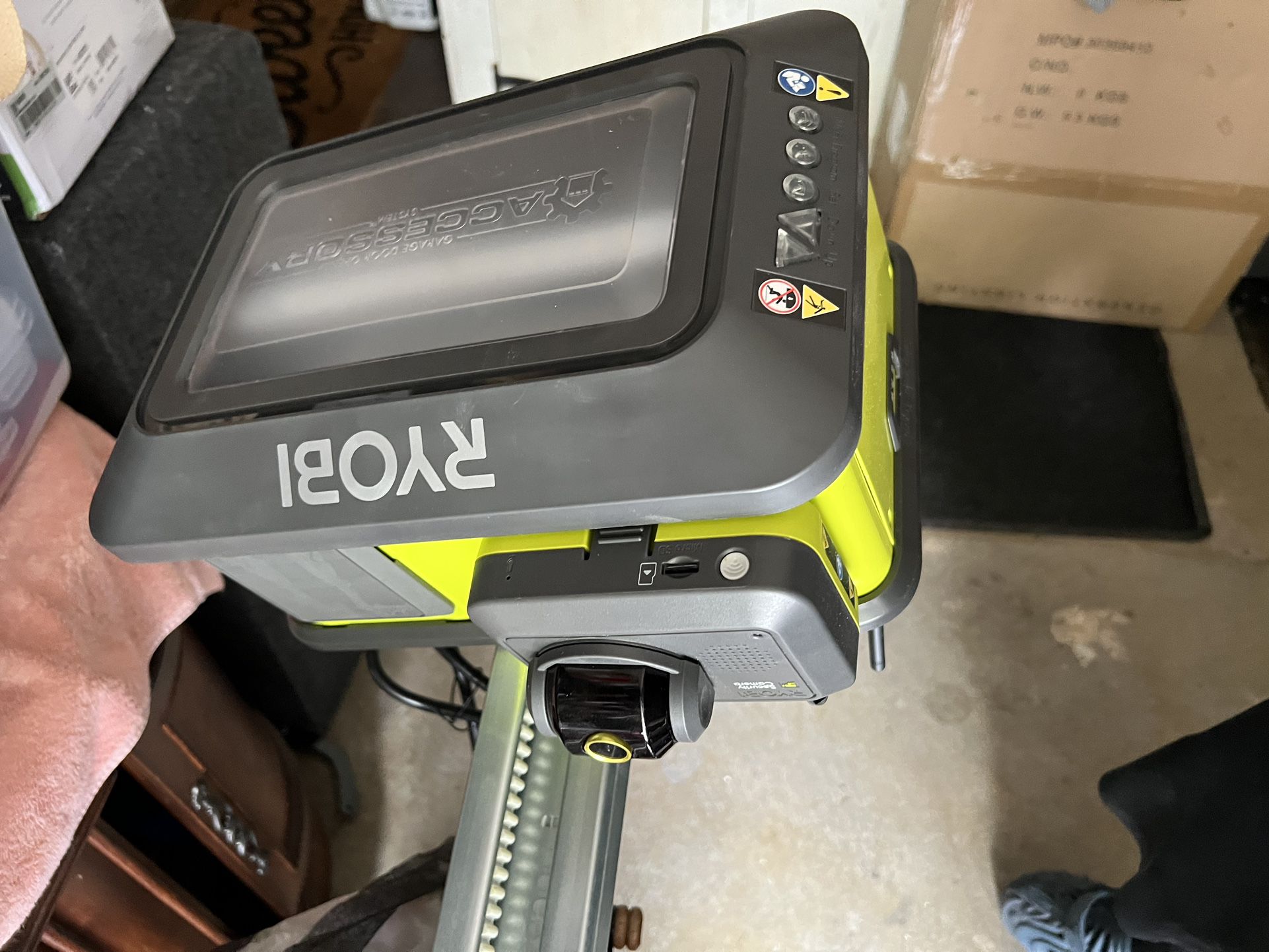 Ryobi Garage Door Opener With Track  And Security Camera Attachment 