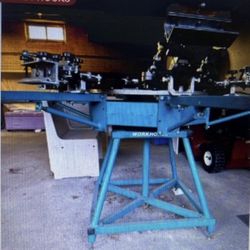 Manual Screen Printing Machine by Work Horse 6 color 6 station Ranar Elite screen printing press. (micro registration bolt, and screen holder bolt).