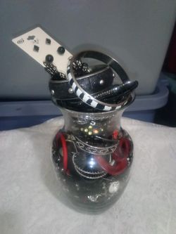 Jewelry mystery bundle vase not included colors black and red silver and gold tones