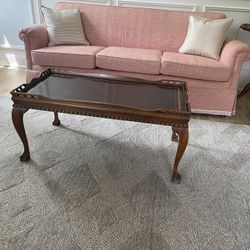 Leather Top Antique Coffee Table 