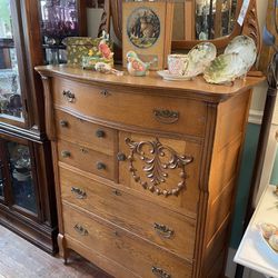 Antique Oak Highboy Dresser 