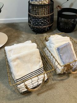 Gold Storage Baskets Set of 2