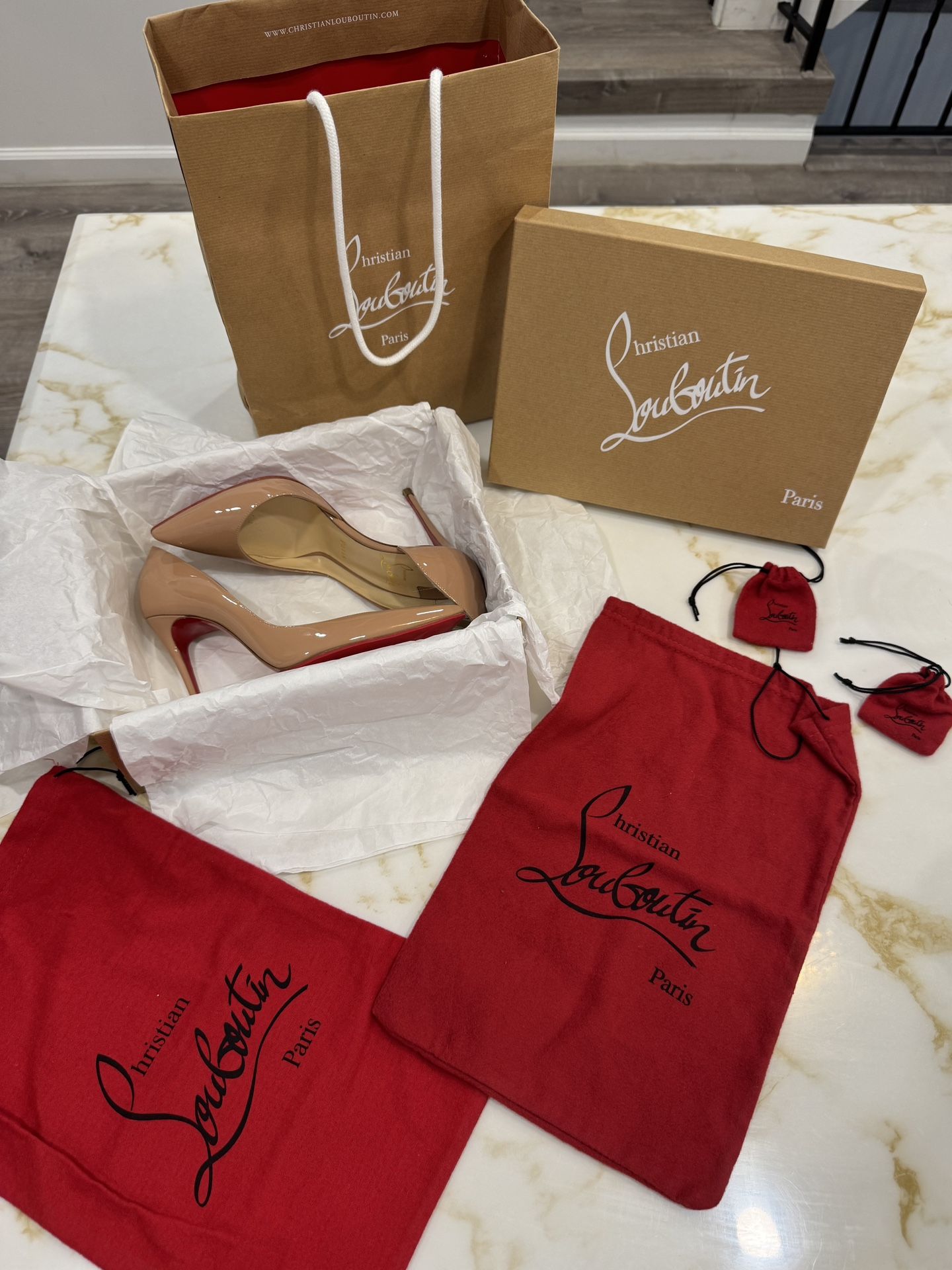 Christian Louboutin Iriza 100 Nude Patent Pumps 36.5 – Worn Once, Red Sole Protected, Full Set
