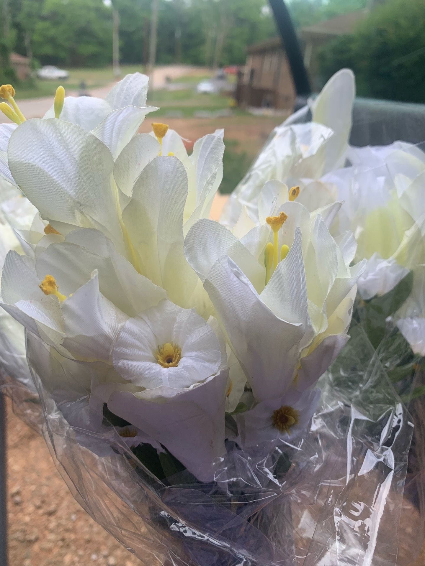 Artificial flowers in boxes
