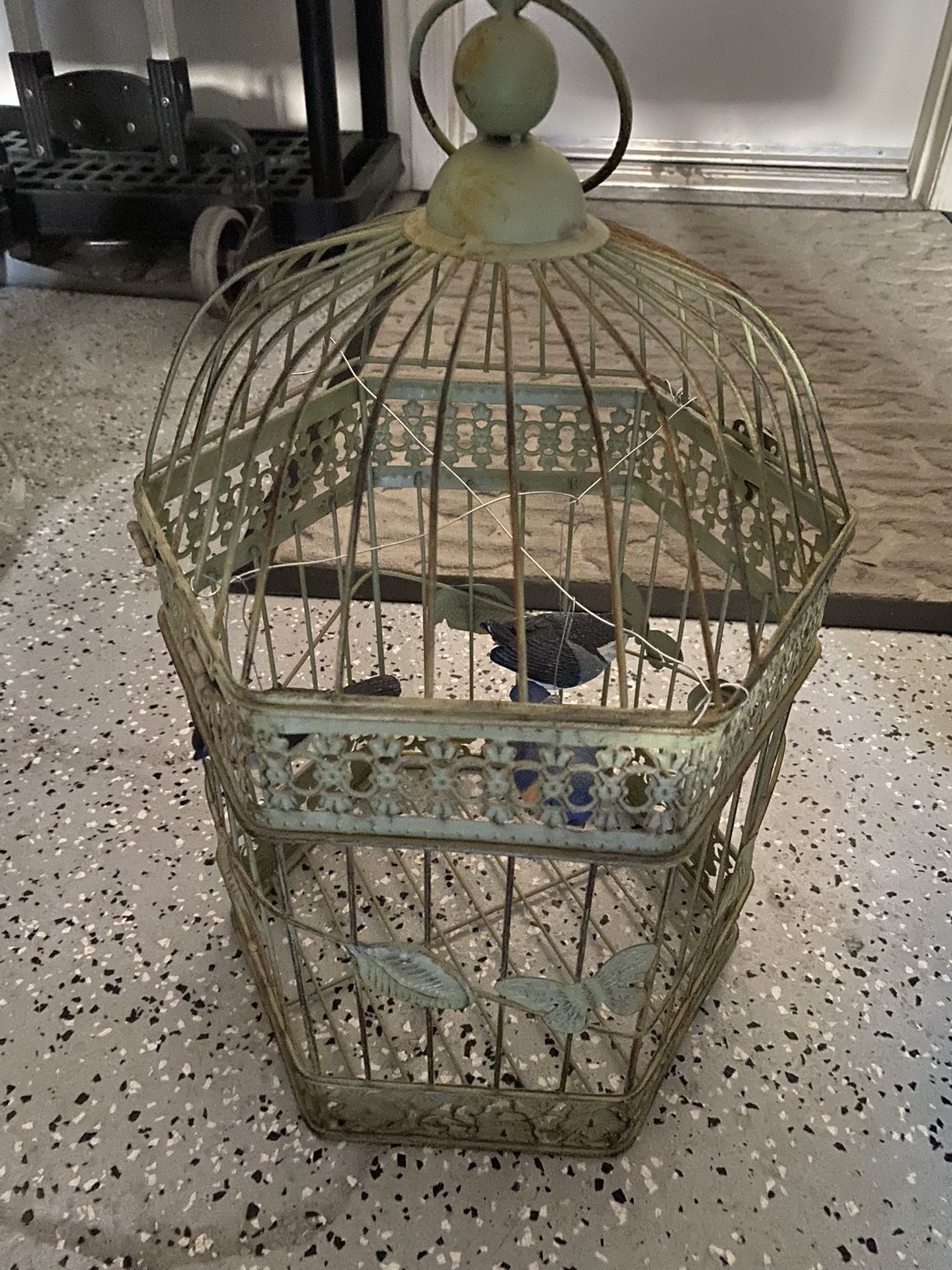 Bird Cage With Fake Birds