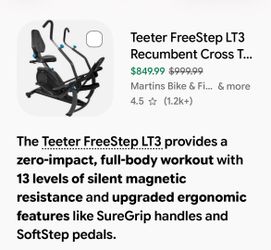 Teeter FreeStep LT3 Recumbent Cross Trainer