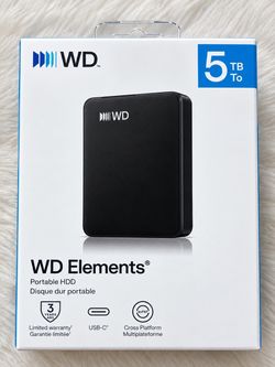 WD Elements 5TB Portable External Hard Drive – USB-C