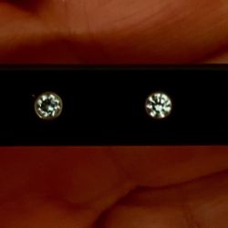 Surgical Steel Earrings W Twist Back. One Cubic And. 2 Blue Stone 