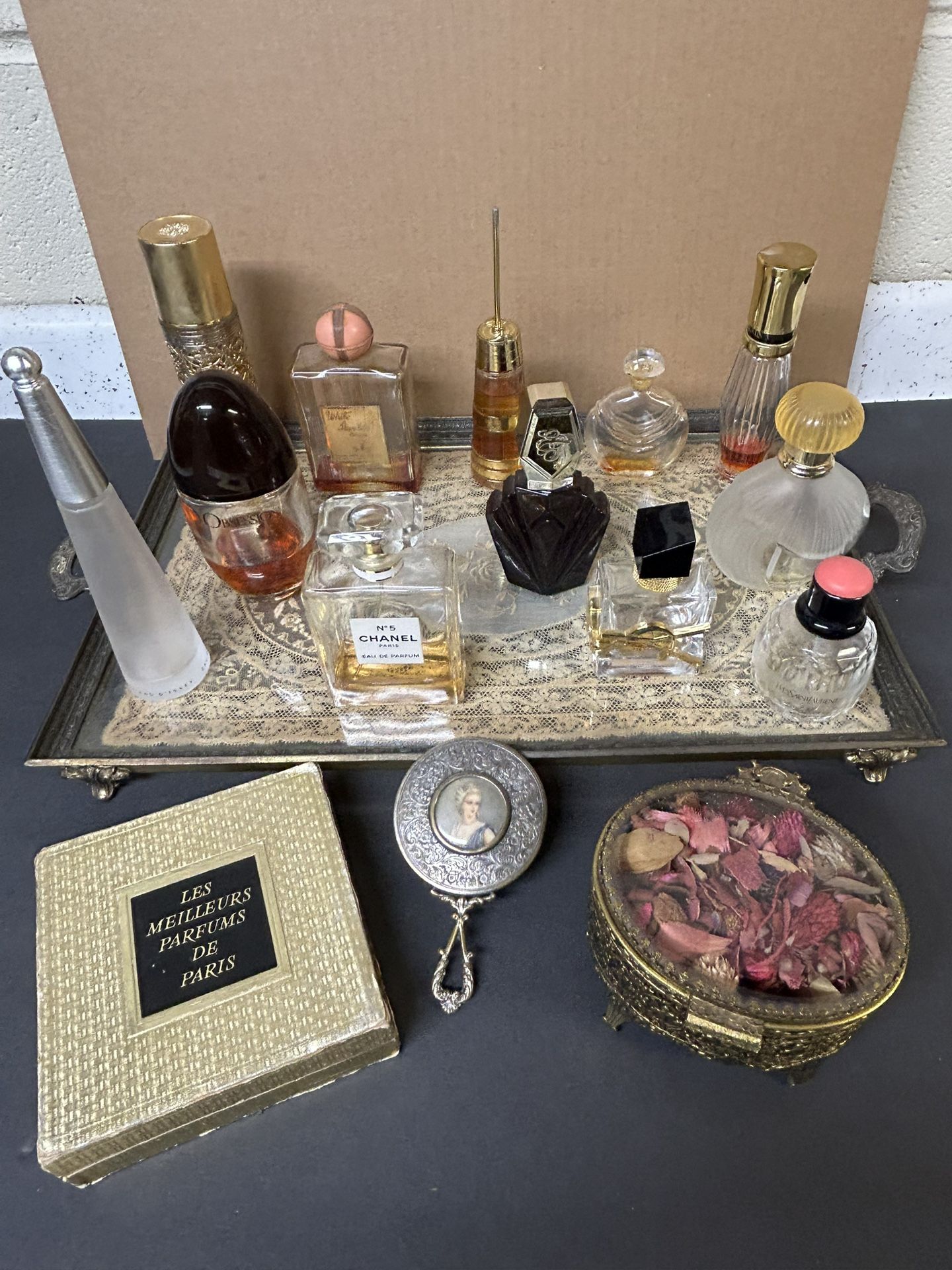 Antique Vanity Tray W/misc. Items