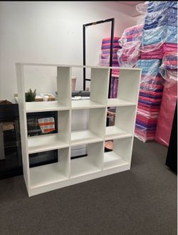 New Assembled 42.5" × 13" × 42.5" x 9 cube shelf, 3-tier independent open shelf with anti-fall device white