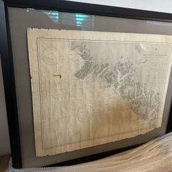 50  X 41 inch Professionally Framed Map of Vancouver Island