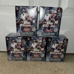 2025 Topps Chrome NFL Blaster Box Lot of 5