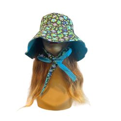 BP Nordstrom Woman Large Bucket Hat Black  Turquoise 
