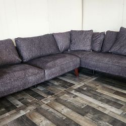 Modern 2 Piece Charcoal Black Sectional with Matching Pillows