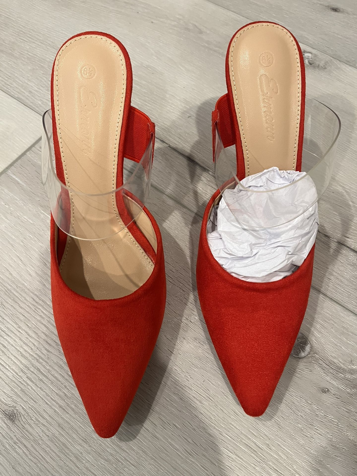 Pumps Red Suade By Ermann Pointed Toe Pencil