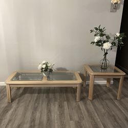 Lightwood coffe table & side table set