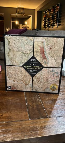 Professor puzzle - 4 in 1 - 4 different 1,000 North American Vintage Puzzles + Poster 