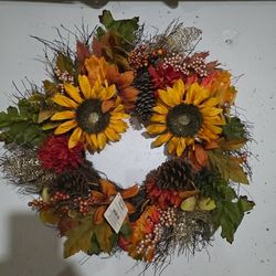 Harvest Sunflower Fall Wreath — Autumn Door Decor