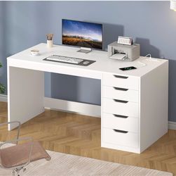 White Computer Desk With Storage File Cabinet