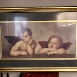 Matted Glass Framed Cherubs