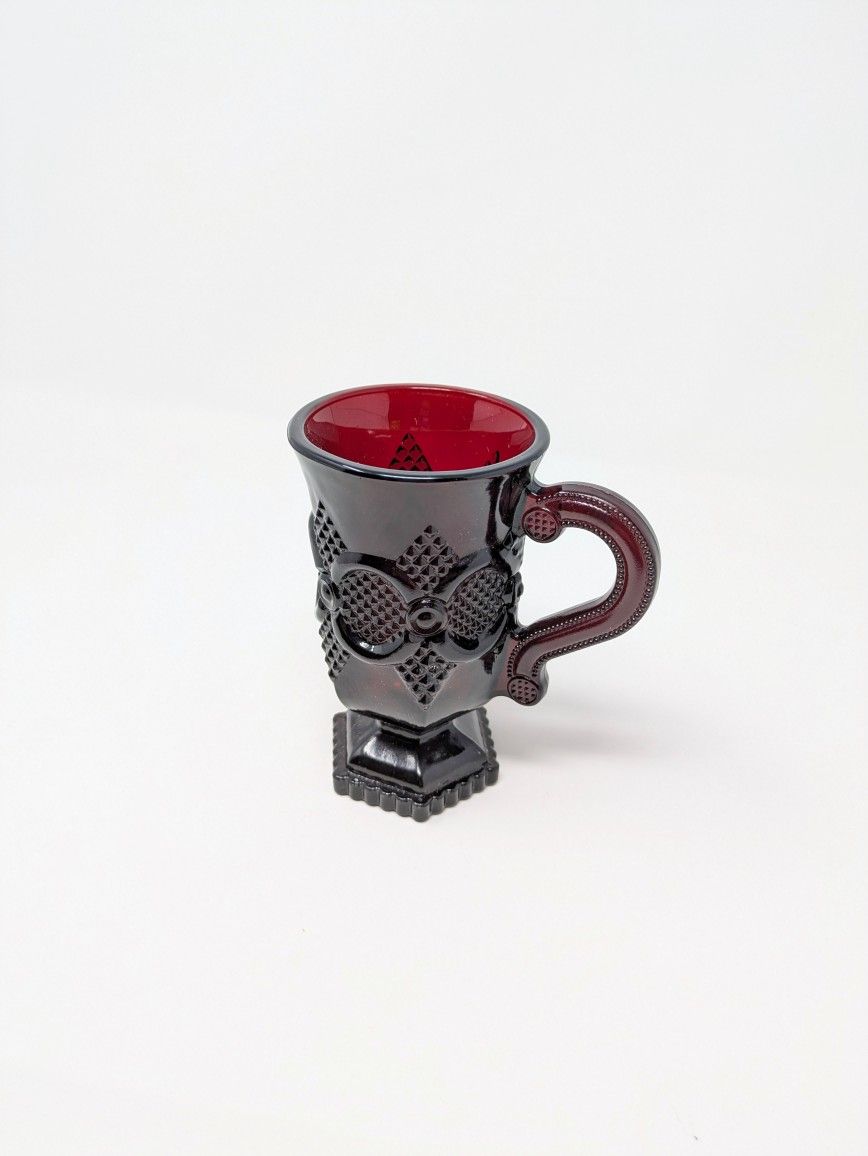 Vintage Avon 1876 Ruby Red Footed Coffee Mug | Cape Cod Collection