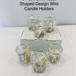 Brand New 6 Pack Silver Wire Candle Holders