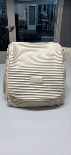Dezi Cream Ribbed Travel Cosmetic Bag