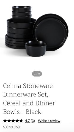 Celina Stoneware Dinnerware Set – Black