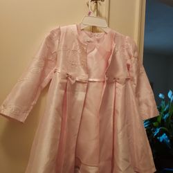 BEAUTIFUL  PINK SATIN GIRLS DRESS AND  COAT SIZE4  T.  BONNI JEAN $15.00 NEW