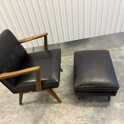 Vintage Mid-Century Reading Chair + Matching Ottoman