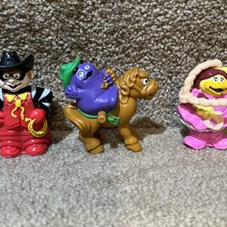 1995 3 MCDONALD'S HAPPY MEAL TOYS HAMBURGLAR Grimace Birdie  RODEO WIND-UP TOY