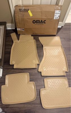 OMAC Beige Rubber Car Floor Mats Set