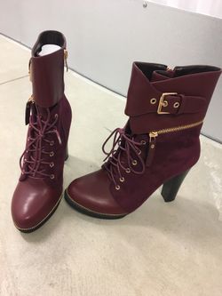 Italian Burgundy Leather and Suede Ankle Boots