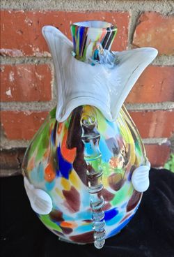 Vintage Murano Glass Clown Decanter Bottle Confetti Art Glass Pagliaccio 13"