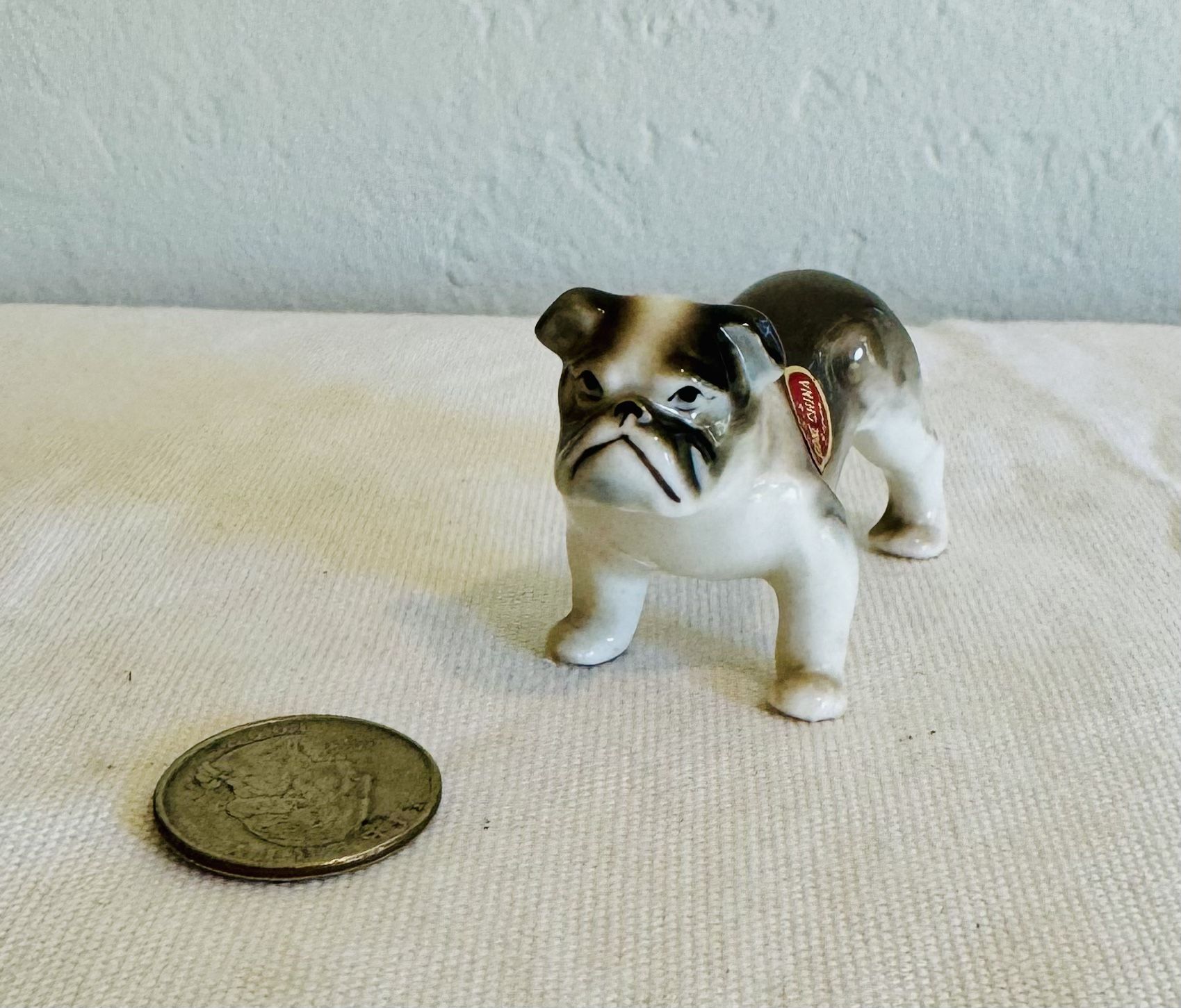 vintage miniature bone china bull dog figurine japan