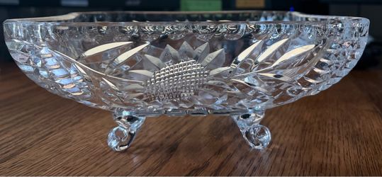 Cut Crystal Footed Oval Plant Base