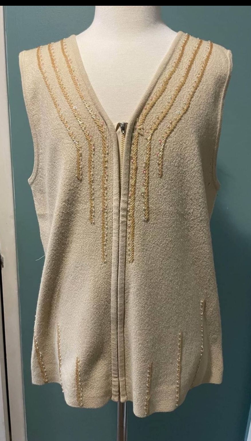 Beige Women's Wool Sweater Vest