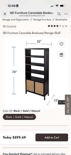 SEI Furniture Carondale Bookcase/Storage Shelf
