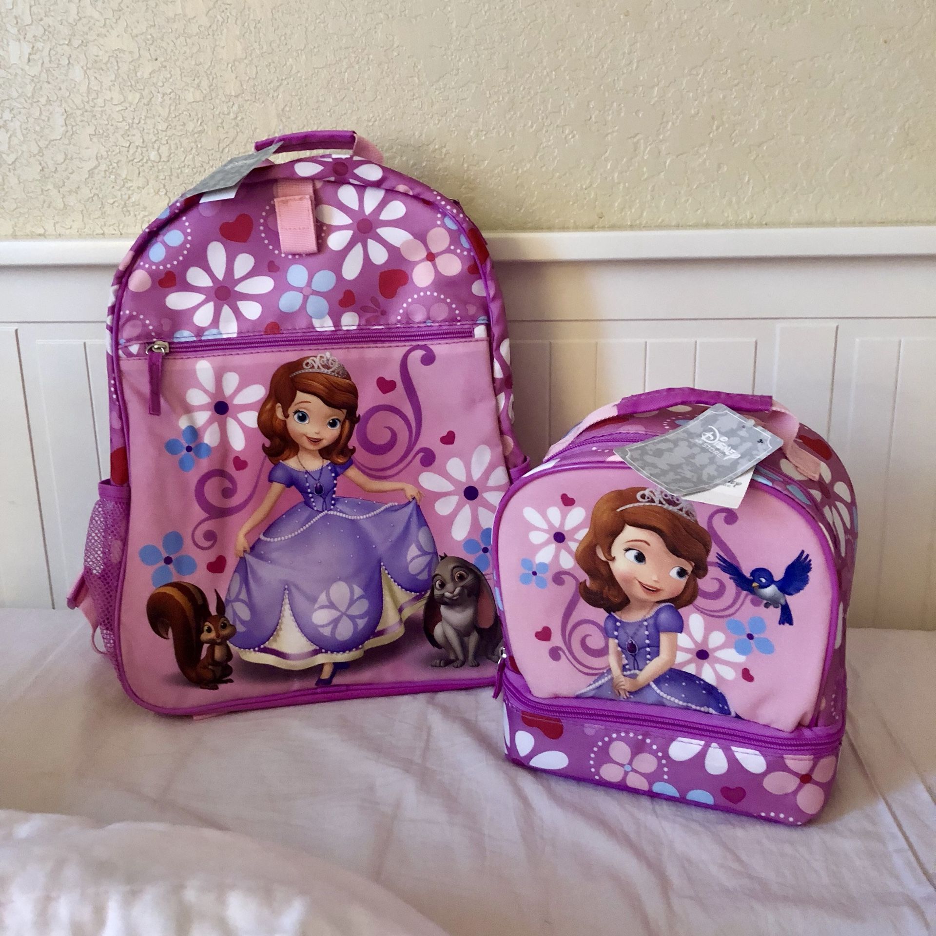 NEW WITH TAG! Disney Store Sofia The First Backpack and Lunch Bag