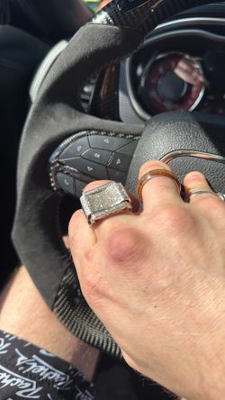 14k White Gold Diamond Mens Ring