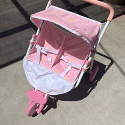 Pink Double Baby Toy Stroller