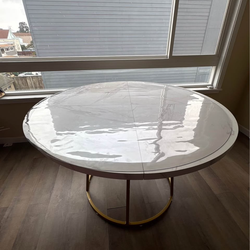 Round dining table - 47.24 in  wooden faux marble table with gold base