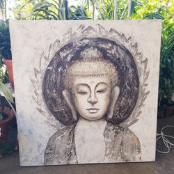 Large Buddha Textured Canvas Painting