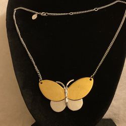 SilverTone Necklace With 2tone Butterfly Pendant,by Avon