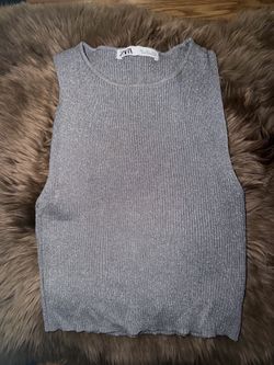 Zara metallic glitter top