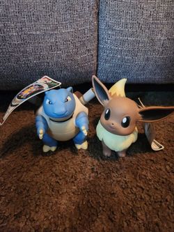 NWT Pokemon Vintage Jumbo Eevee & Blastoise 5" Action Figure Tomy 1998 Nintendo RARE