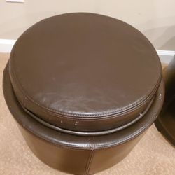 Brown Storage Ottoman - Reversible Drink/Food Tray