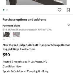 New Rugged Ridge 12801.50 Triangular Storage Bag for Rugged Ridge Tire Carriers