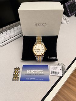 Seiko SUR402 Two-Tone Watch – Complete Set