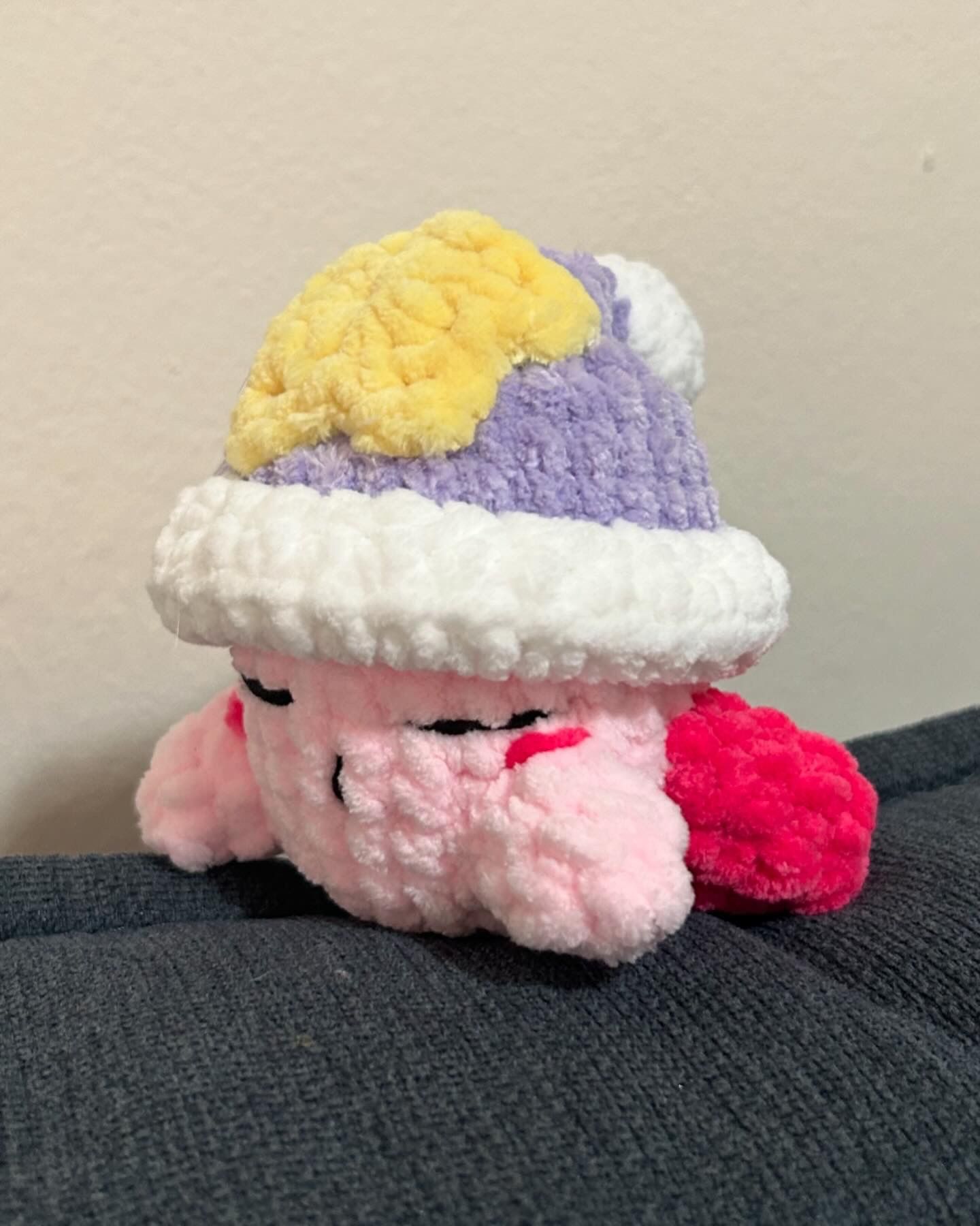 Crochet Sleepy Kirby Plushie